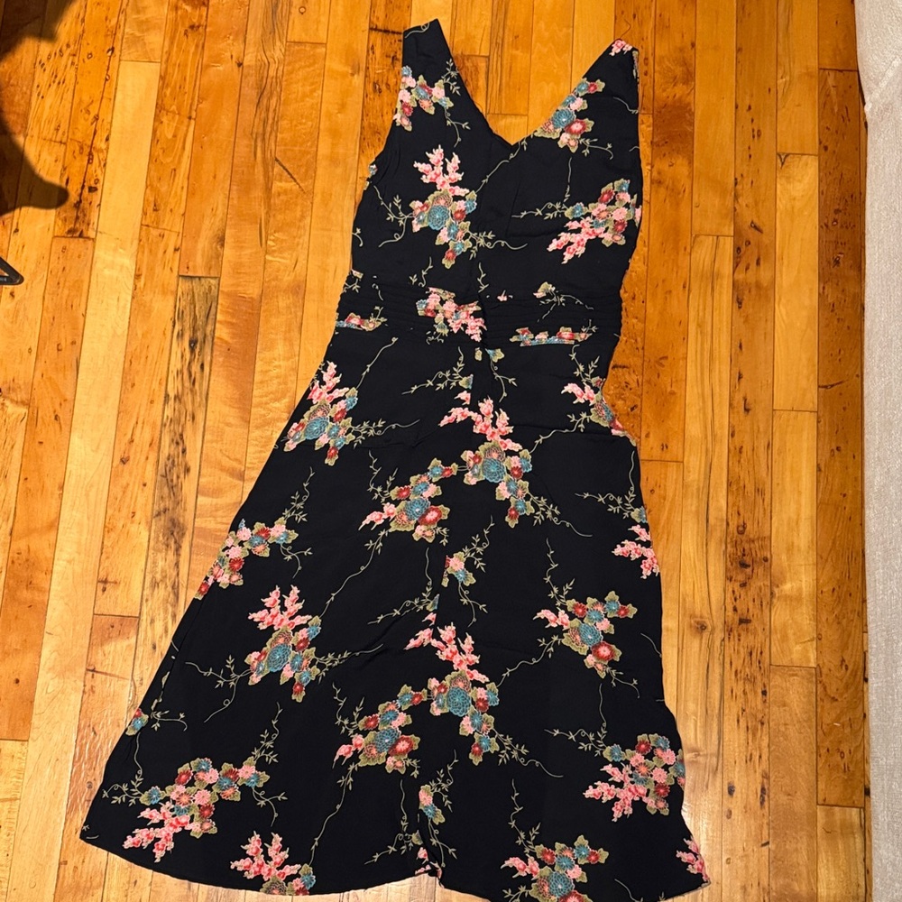 Floral Black Sleeveless Dress